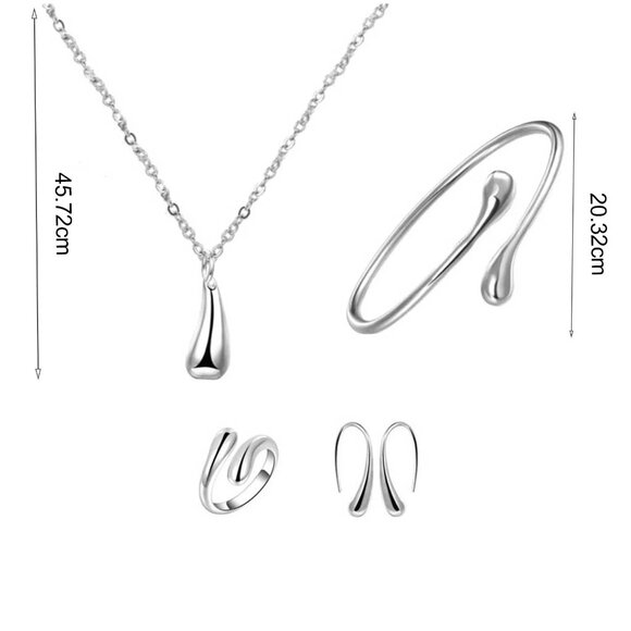 Sterling Silver 4pc tear-drop jewelry set - Picture 3 of 4